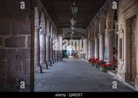 Corridor in the city of Morelia Mexico in the morning Stock Photo