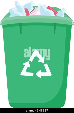 Trash can for plastic bottles semi flat color vector object Stock Vector
