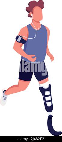 Professional athlete with prosthetics semi flat color vector character Stock Vector