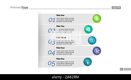 Five steps business approach process chart template. Business data visualization. Workflow, development, technology, management or marketing creative Stock Vector