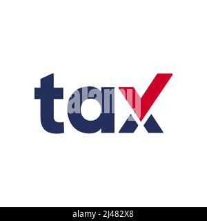 text TAX with check mark design vector. Stock Vector