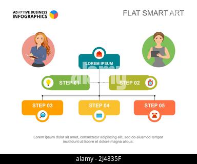 Five Steps Workflow Slide Template Stock Vector Image & Art - Alamy