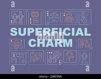 Superficial charm word concepts dark purple banner Stock Vector