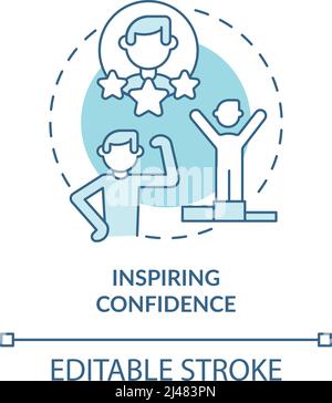 Inspiring confidence turquoise concept icon Stock Vector