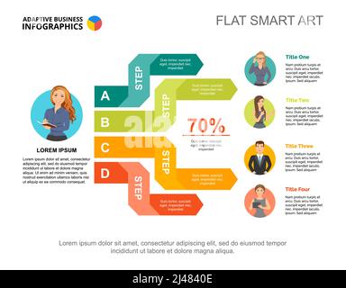 Four options progress percentage chart template for presentation. Business data. Abstract elements of diagram, graphic. Report, result, teamwork or ma Stock Vector