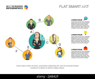 Business infographics hierarchy chart for business staff concept. Editable presentation slide template, flat smart art. Data for human resources, mana Stock Vector