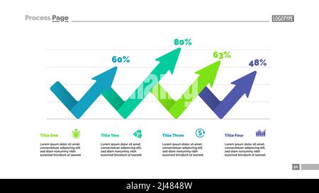 Four arrows percentage chart template. Business data. Abstract elements of diagram, graphic. Strategy, statistics, management or planning creative con Stock Vector