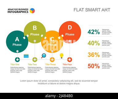 Four circles percentage chart template for presentation. Vector illustration. Abstract elements of diagram, graph, infochart. Progress, banking, busin Stock Vector