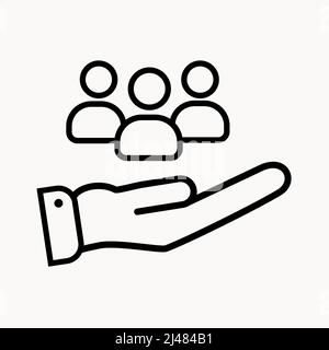 Care for employees line icon. Worker, person, hand. Human resource concept. Vector illustration can be used for topics like corporate insurance, medic Stock Vector
