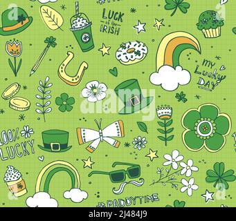 St Paddy Doodle Pattern Stock Vector