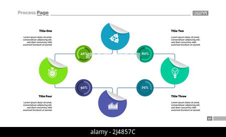 Four options percentage chart template for presentation. Business data. Elements of diagram, graphic. Workflow, idea, planning, teamwork or marketing Stock Vector