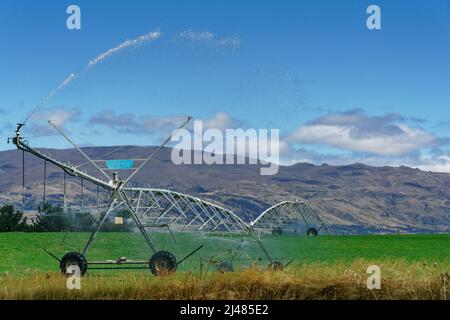 Large scale irrigation system on a dairy farm, Otago, south island, Aotearoa / New Zealand Stock Photo