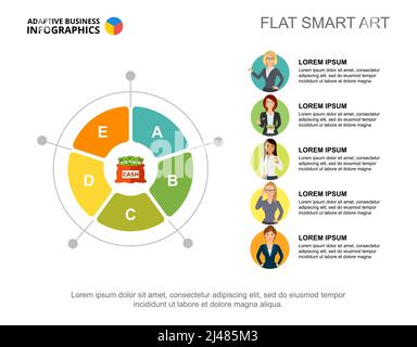 Pie chart slide template. Business data. Graph, chart, design. Creative concept for infographic, report. Can be used for topics like economics, earnin Stock Vector