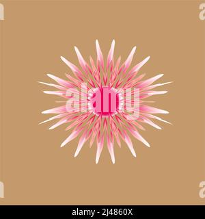 3d blend pink flower illustration vector on soft brown backround Stock Vector