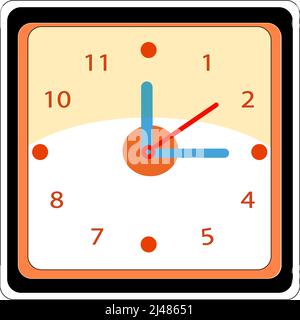 Clock icon in flat style, square timer on white background. Business watch. Vector design element for you project Stock Vector
