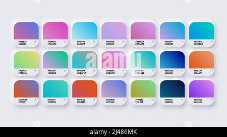 Colour Palette Catalog Samples Gradient in RGB or HEX Pastel and Neon Stock Vector