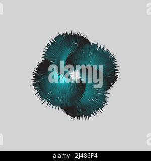 3d blue crystal or snowflake shape isolated. Abstract arctic round broken 3d shape on gray background. Illustrations Stock Vector