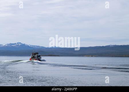 Navigation on Beagle channel, Argentina landscape. Tierra del Fuego Stock Photo