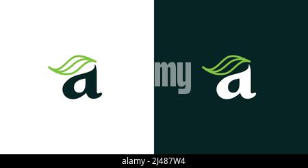 Minimalist and modern initial letter A leaf logo design 1 Stock Vector