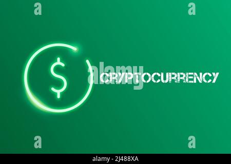 Cryptocurrency on green background Stock Photo