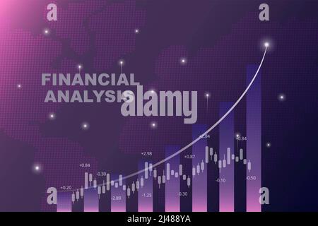 Financial Analysis with upward trend graph Stock Photo