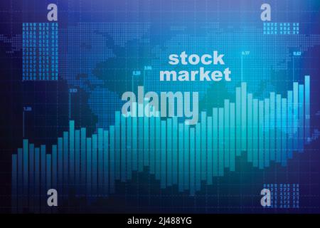 Stock Market with blue graph Stock Photo