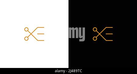 Unique and modern letter E scissor logo design Stock Vector