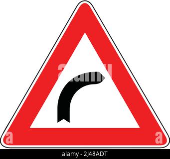 Street DANGER Sign. Road Information Symbol. Turn Right Stock Vector