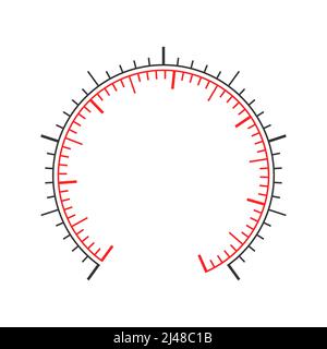 Navigator or indicator tool measuring dashboard template with two circular charts. Pressure meter, manometer, barometer, speedometer, tonometer, thermometer scale. Simple vector illustration Stock Vector