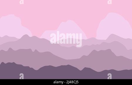 Abstract mountains sunset background. Morning mountain range landscape in vector Stock Vector