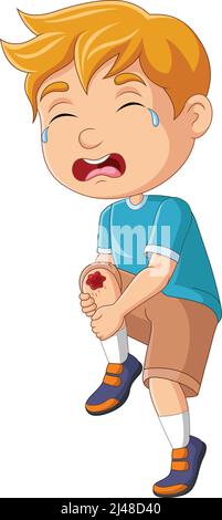 Cartoon little boy crying with scraped knee Stock Vector Image & Art ...