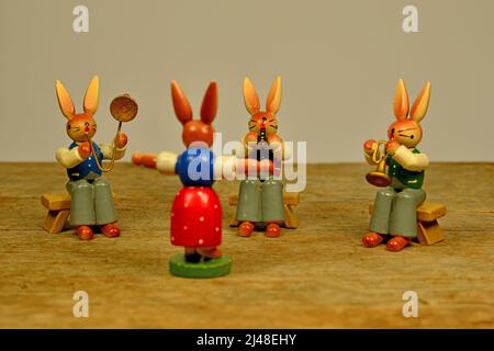 easter bunnies play a concert Stock Photo