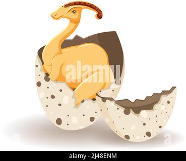 Parasaurolophus dinosaur hatching from an egg cartoon character sticker ...