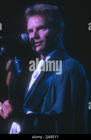 LOS ANGELES, CA - Sting performing on stage in 1987 Credit: Jeffrey