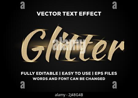 golden glitter text effect fully editable Stock Vector