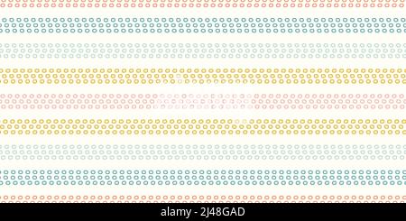 Striped dots background pattern border. Vector seamless repeat of colourful spots in horizontal stripes. Design element. Stock Vector