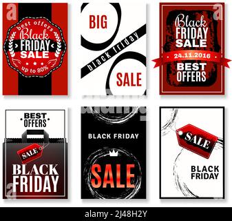 Black friday sale flyers collection for promotional marketing and advertising targets vector illustration Stock Vector