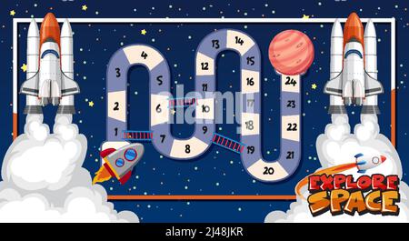 Game template with space theme background illustration Stock Vector
