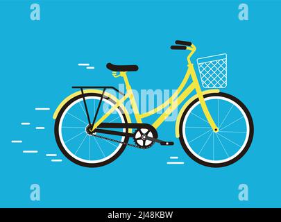 Simplified vector city bike, move fast  illustration Stock Vector