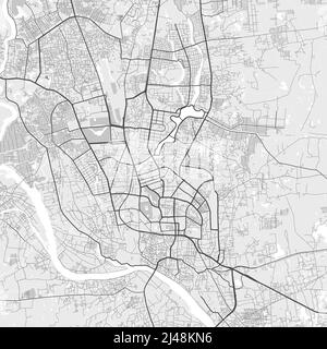 Urban city map of Dhaka. Vector illustration, Dhaka map grayscale art poster. Street map image with roads, metropolitan city area view. Stock Vector