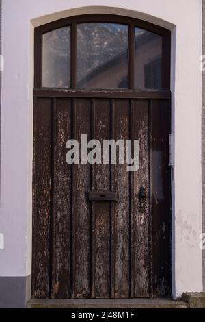 Old Decorative Main Entrance Wooden Door. Stock Photo