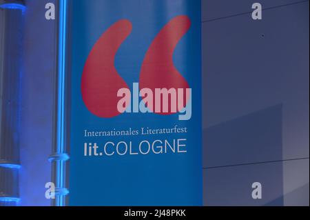 Cologne, Germany. 06th Apr, 2022. Logo and lettering of Lit. Cologne, the international literature festival Credit: Horst Galuschka/dpa/Horst Galuschka dpa/Alamy Live News Stock Photo