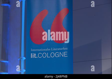 Cologne, Germany. 06th Apr, 2022. Logo and lettering of Lit.Cologne, the international literature festival Credit: Horst Galuschka/dpa/Horst Galuschka dpa/Alamy Live News Stock Photo