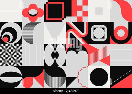 Digital collage graphics pattern made with vector abstract forms and generative geometric shapes, useful for web background, poster art design, magazi Stock Vector