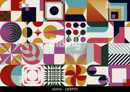 Modern Art pattern inspired by Bauhaus design made with abstract 