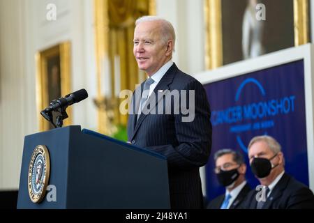 WASHINGTON DC, USA - 02 February 2022 - US President Joe Biden delivers remarks at a Cancer Moonshot event, Wednesday, February 2, 2022, in the East R Stock Photo