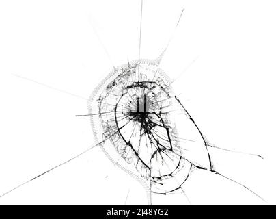 Cracked broken smartphone screen. Black lines on a white background. Texture of broken glass Stock Photo