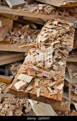 pieces of cut boards Stock Photo