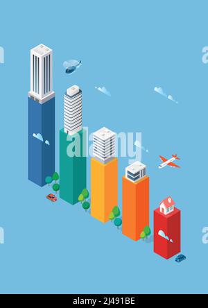 Rating of real estate sales bar chart infographic. Vector illustration Stock Vector