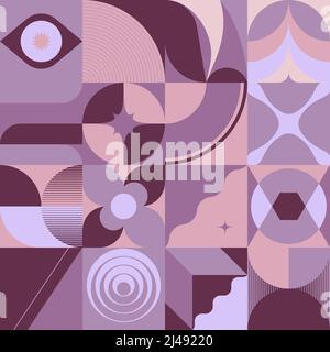 Digital collage graphics pattern made with vector abstract forms and generative geometric shapes, useful for web background, poster art design, magazi Stock Vector